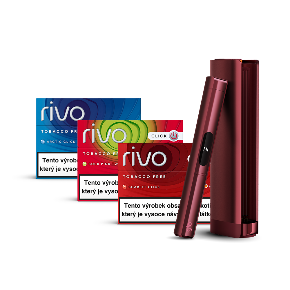 Obrázek produktu glo™ Hilo Plus x 3 rivo™ startovací balíček se zařízením ve variantě glo™ Hilo Plus Ruby