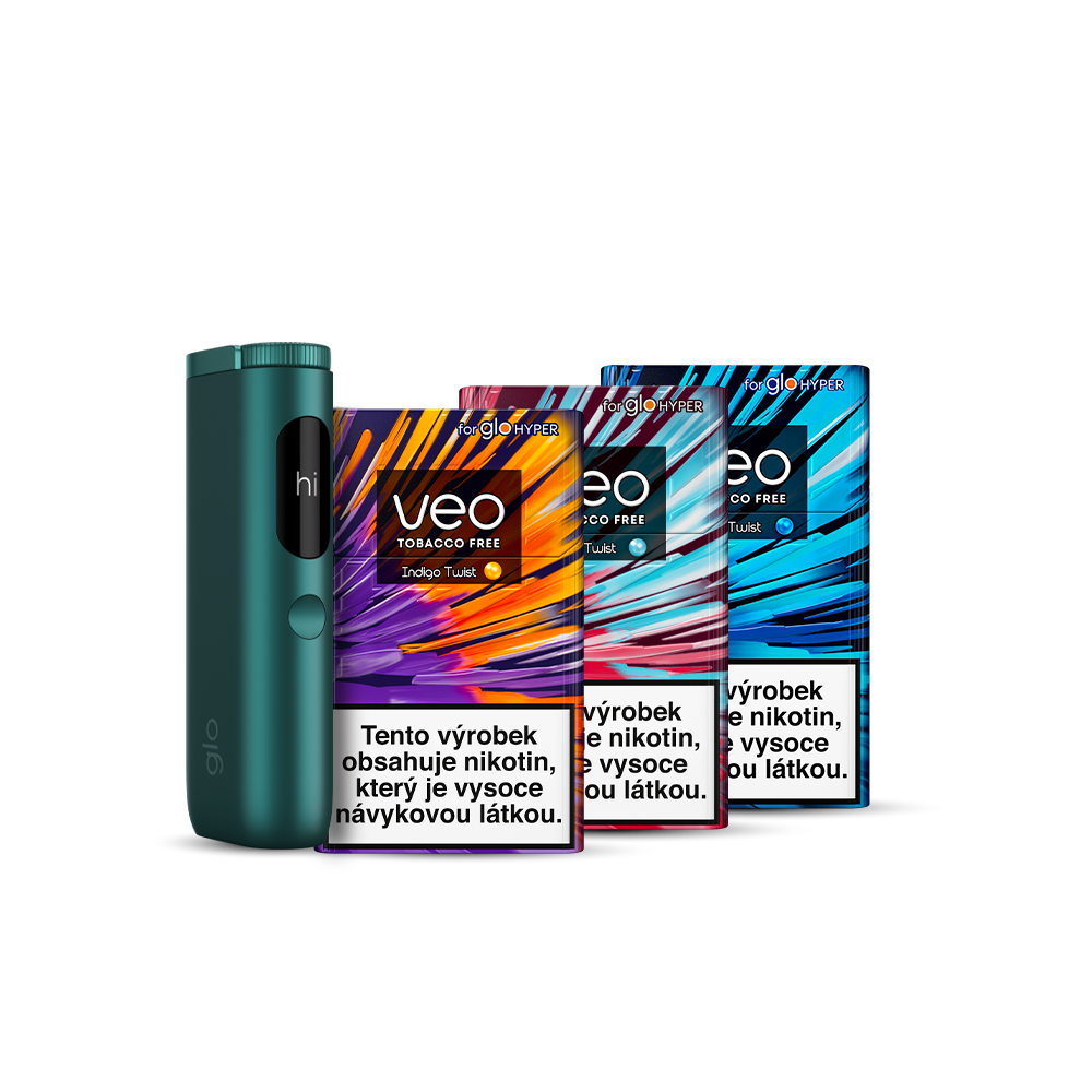 Obrázek produktu glo™ Hyper Pro x 3 veo™ balíček se zařízením ve variantě glo™ Hyper Pro Emerald Green