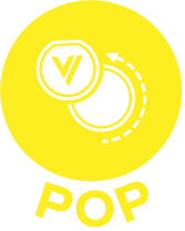 Žlutá ikona s nápisem POP