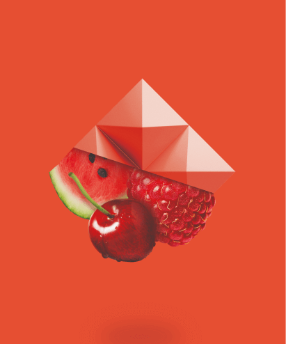 Grafika s červeným ovocem